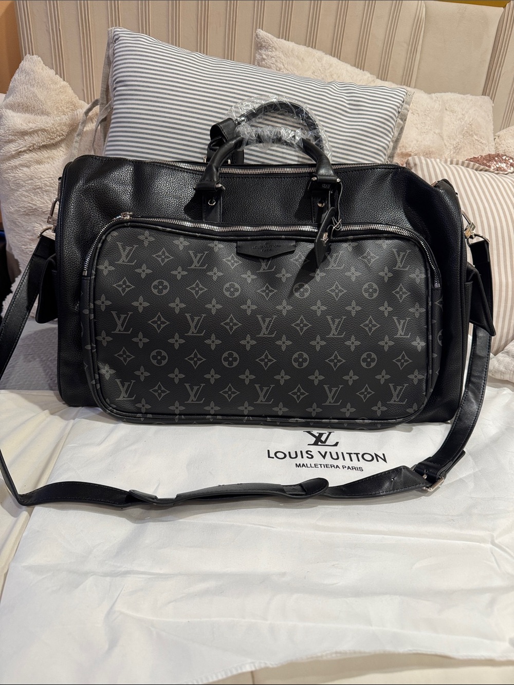 Louis Vuitton Black Monogram Canvas & Leather Travel Duffel